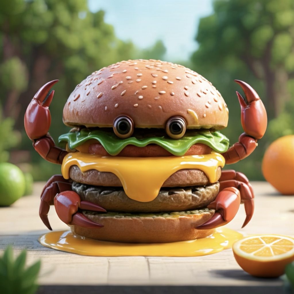crabe transformé en burger