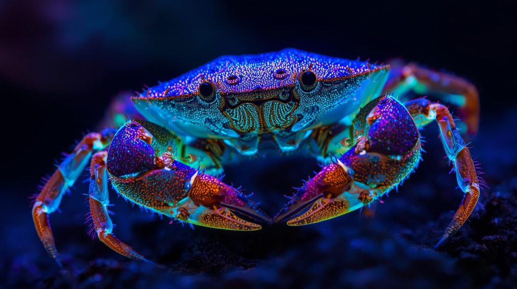 crabe fluorescent, très coloré